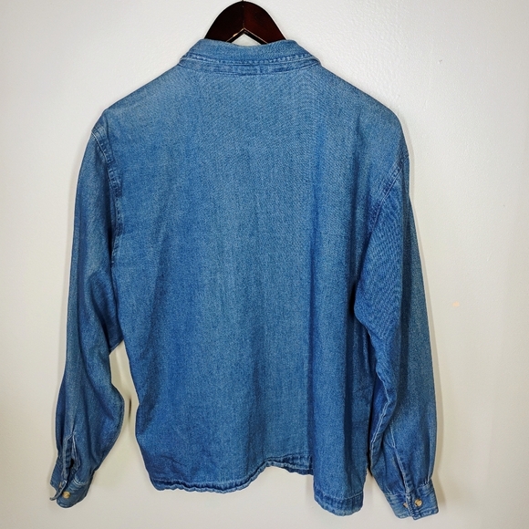 Vtg Maggie & Max Denim Floral Embroidered Top Womens Large Folk Camp Grandmacore - Picture 4 of 10